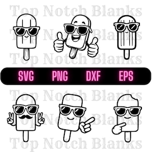 Popsicle Wearing Sunglasses Svg Popsicle With Glasses Png Popsicle With Sunglasses Clipart Popsicle Vector Bundle Pack Commercial Use