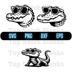 Alligator With Sunglasses Svg Alligator Wearing Glasses Png Crocodile With Glasses Clipart Alligator Vector Bundle Pack #2 Commercial Use