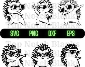 Dancing Hedgehog SVG: Sunglasses Clipart Vector Bundle (Commercial Use)