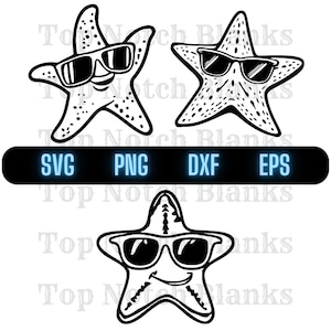 Zeester met bril Svg Starfish dragen zonnebril Png Starfish met glazen Clipart Starfish Vector bundel Pack commercieel gebruik