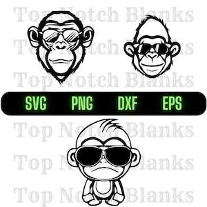 Monkey Wearing Sunglasses Svg Monkey With Glasses Png Monkey With Glasses Clipart Monkey Vector Bundle Pack Commercial Use
