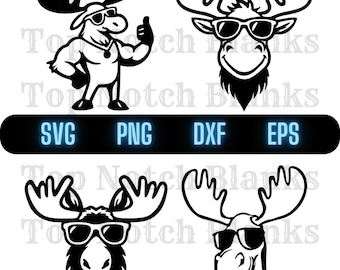 SVG-Bundle mit Elch und Sonnenbrille: Vektor-Cliparts (Kommerzielle Nutzung)