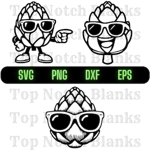 Artisjok met zonnebril Svg artisjok met bril Png artisjok met bril Clipart artisjok Vector bundel Pack commercieel gebruik