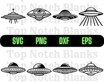 UFO Svg Cool Alien Spaceship Png UFO Clipart Alien Spacecraft Vector Bundle Pack Commercial Use Dxf Eps Png Svg Files