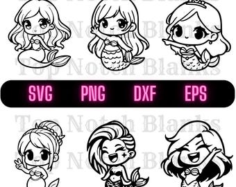 Mermaid Svg Cute Mermaid Png Mermaid Princess Clipart Cool Mermaid Vector Bundle Pack Commercial Use