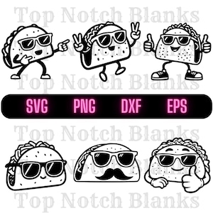 Taco With Glasses SVG Bundle: Funny Taco Clipart (Commercial Use)