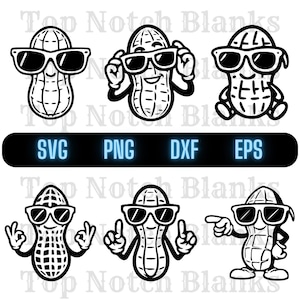 Peanut Wearing Sunglasses Svg Peanut With Glasses Png Peanut Clipart Peanut Vector Bundle Pack Commercial Use