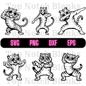 Tiger Dancing With Sunglasses Svg Tiger Dance Png Dancing Tiger Clipart Tiger Vector Bundle Pack Commercial Use