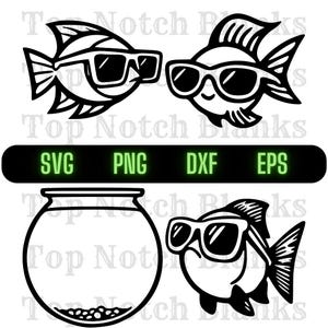 Gold Fish Wearing Sunglasses Svg Pet Fish With Glasses Png Cool Fish Clipart Cute Fish Vector Bundle Pack Commercial Use