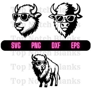 Bison Wearing Sunglasses Svg Bison With Glasses Png Bison With Glasses Clipart Bison Vector Bundle Pack Commercial Use