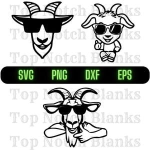 Goat Wearing Sunglasses Svg Goat Png Goat Wearing Sunglasses Clipart Goat Vector Bundle Pack Commercial Use