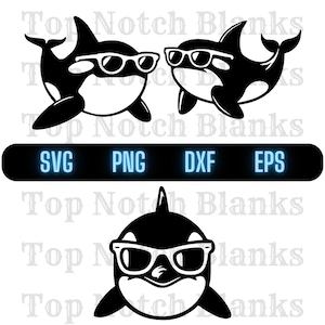 Orca Wearing Sunglasses Svg Orca With Glasses Png Orca Clipart Killer Whale Vector Bundle Pack Commercial Use