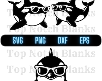 Orca Wearing Sunglasses Clipart, Killer Whale Vector Bundle (svg, png, dxf, eps)