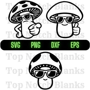 Mushroom Wearing Sunglasses Svg Mushroom With Glasses Png Mushroom Wearing Glasses Clipart Mushroom Vector Bundle Pack Commercial Use