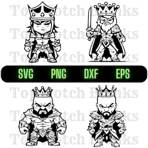 King Svg Cartoon King Png Badass King Clipart King Vector Bundle Pack Commercial Use Dxf Eps
