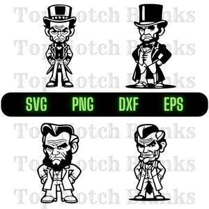 Abraham Lincoln Svg Cartoon Lincoln Png Bad Ass Lincoln Clipart Little Lincoln Vector Bundle Pack Commercial Use