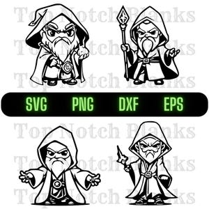 Wizard Svg Cartoon Wizard Png Cute Wizard Clipart Cool Wizard Vector Bundle Pack Commercial Use