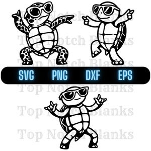 Turtle Dancing With Glasses Svg Turtle Dance Png Dancing Turtle Clipart Turtle Vector Bundle Pack Commercial Use