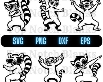 Dancing Lemur with Sunglasses SVG PNG: Vector Clipart Bundle (Commercial Use)