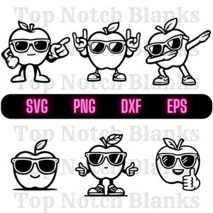 Apple With Sunglasses SVG: Clipart Vector Bundle (Commercial Use)