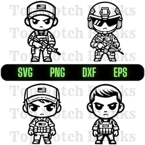 Soldier Svg Cartoon Soldier Png Bad Ass Soldier Clipart Little Soldier Vector Bundle Pack Commercial Use