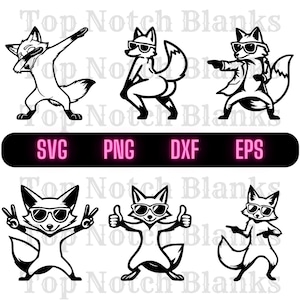 Dancing Fox with Sunglasses SVG PNG: Vector Clipart Bundle (Commercial Use)
