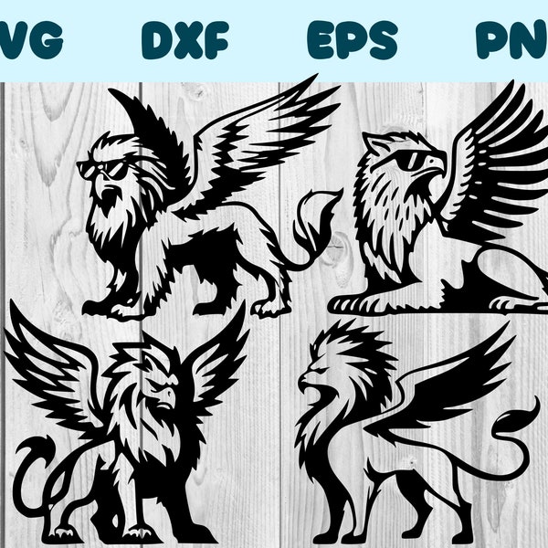Griffin Svg Griffon Png Cute Griffin Clipart Cool Griffin Vector Bundle Pack Commercial Use