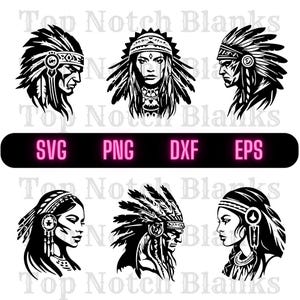 Capo nativo americano Svg Nativo americano Png Nativo americano Clipart Indiano Vector Bundle Pack Uso commerciale