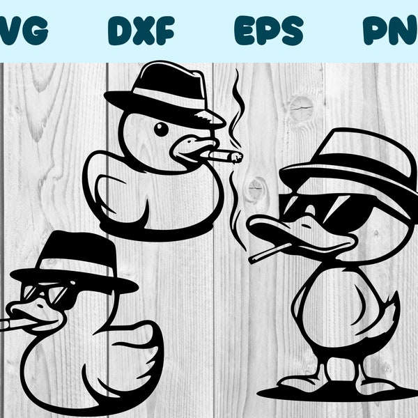 Noir Duck Svg Detective Duck Png Smoking Duck Clipart Duck Wearing Sunglasses Vector Bundle Pack Commercial Use