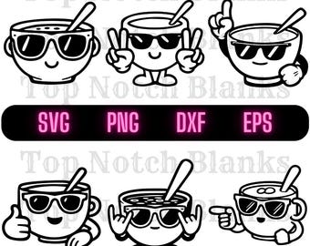 Soup with Sunglasses SVG Bundle: Funny Soup Clipart (Commercial Use)