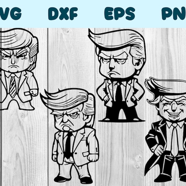 Donald Trump Svg Cartoon Trump Png Bad Ass Trump Clipart Little Trump Vector Bundle Pack Commercial Use