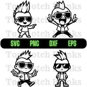 Mohawk Guy SVG Bundle: Sunglasses Clipart (Commercial Use)