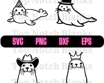 Seehund tragen Hüte SVG: Clipart Vektor Bündel (kommerzielle Nutzung)