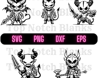 Pacchetto clipart di guerrieri demoniaci: grafica vettoriale tosta (svg, png, dxf, eps)