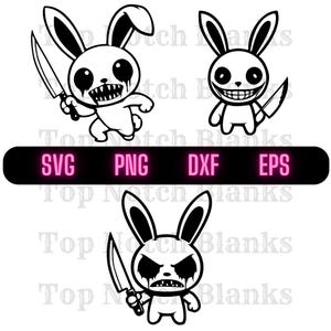 Killer Bunny Svg Evil Bunny Png Bad Ass Bunny Clipart Evil Bunny Vector Bundle Pack Usage Commercial