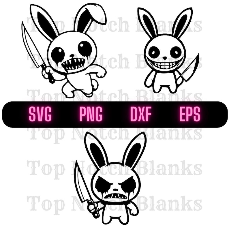 Evil Bunny Clipart Vector Bundle: Killer Rabbit (svg, Png, Dxf, Eps ...