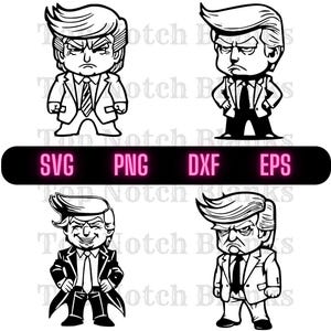 Donald Trump Svg Cartoon Trump Png Bad Ass Trump Clipart Little Trump Vector Bundle Pack Uso Comercial