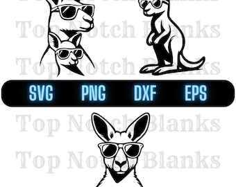 Kangaroo Wearing Sunglasses Svg Kangaroo Png Kangaroo Clipart Kangaroo Vector Bundle Pack Commercial Use