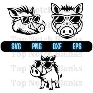 Wrattenzwijn met zonnebril Svg Wrattenzwijn met bril Png wrattenzwijn dragen zonnebril Clipart Wrattenzwijn Vector bundel Pack commercieel gebruik