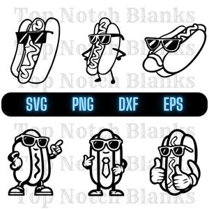 Hotdog With Glasses Svg Hotdog With Sunglasses Png Hotdog Wearing Glasses Clipart Hotdog Vector Bundle Pack Commercial Use