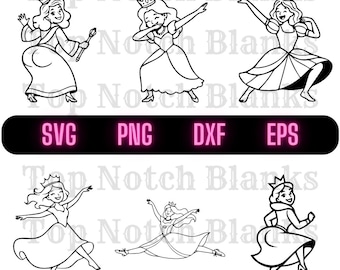 Dancing Queen SVG Bundle: Commercial Use Princess Clipart (Digital Files)