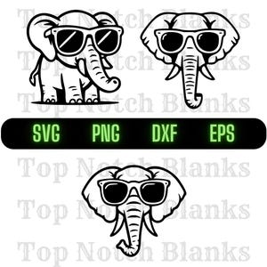 Elefante Usando Óculos De Sol Svg Elefante Com Óculos Png Elefante Clipart Elefante Vector Pacote Pacote Uso Comercial