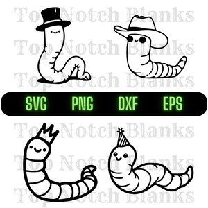 Worm met hoeden Svg Worm met hoeden Png Earth Worm met hoeden Clipart Worm Vector bundel Pack commercieel gebruik