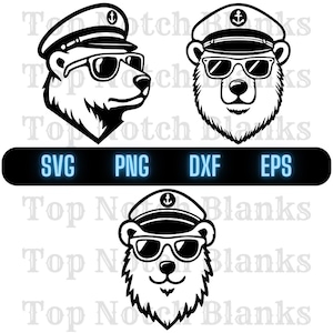 Polar Bear With A Captains Hat Svg Polar Bear Wearing A Captain&#39;s Hat Png Polar Bear Clipart Polar Bear Vector Bundle Pack Commercial Use