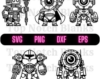 Robot Overlord Svg Cartoon Robot Png Battle Robot Clipart Friendly Robot Vector Bundle Pack Commercial Use
