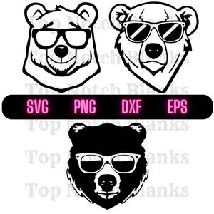 Grizzly Bear Wearing Sunglasses Svg Bear With Glasses Png Bear Clipart Bear Vector Bundle Pack Commercial Use
