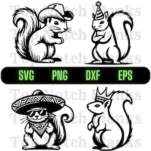 Écureuil portant des chapeaux Svg écureuil avec chapeaux Png écureuil avec chapeaux Clipart vectoriels écureuil Bundle Pack usage commercial