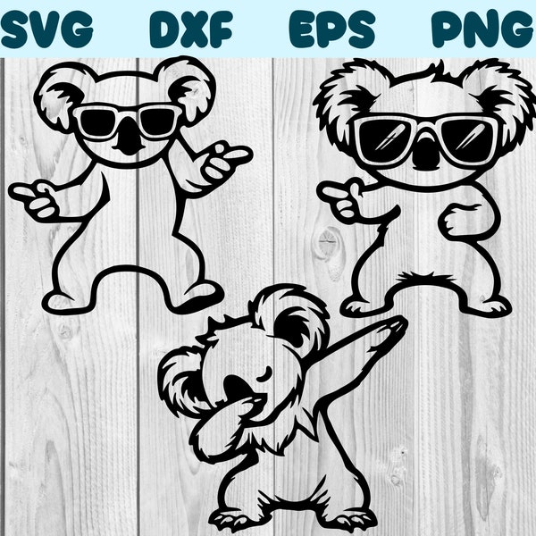 Koala Dancing With Glasses Svg Koala Dance Png Dancing Koala Clipart Koala Vector Bundle Pack Commercial Use