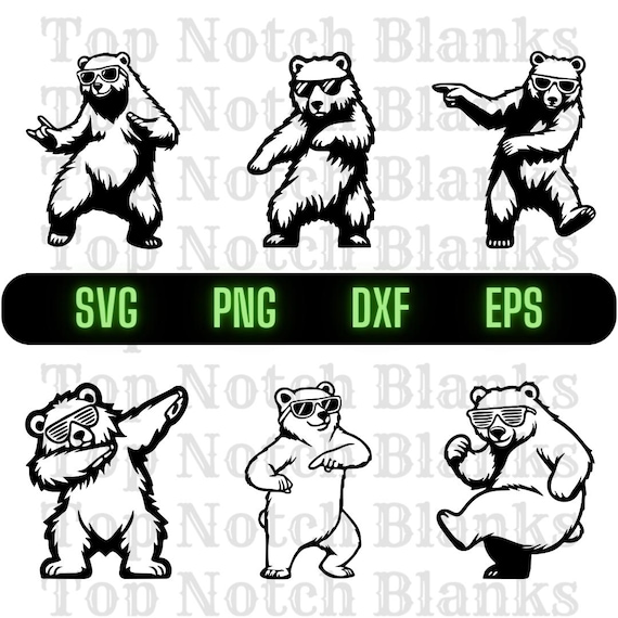 Grizzly Bear Dancing With Sunglasses Svg Grizzly Bear Dance Png Dancing Grizzly Bear Clipart Grizzly Bear Vector Bundle Pack Commercial Use