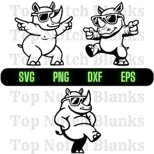 Rhino Dancing With Sunglasses Svg Rhino Dance Png Dancing Rhino Clipart Rhino Vector Bundle Pack Commercial Use